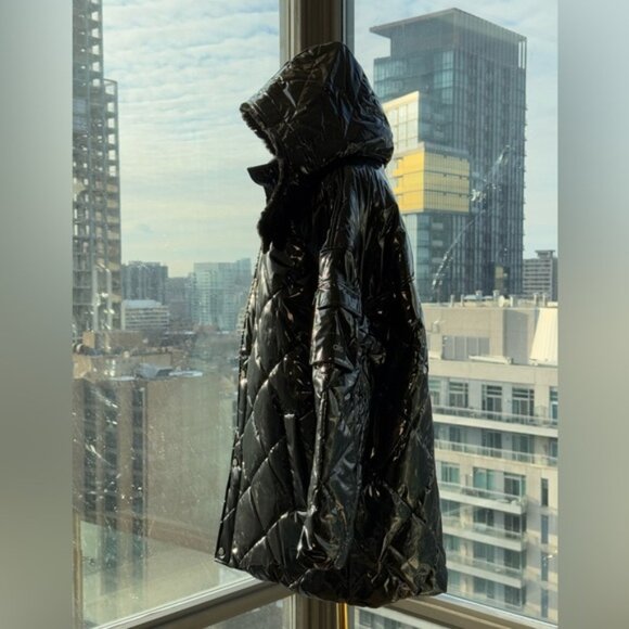 🆕 ALO YOGA 🧿 NWOT Snomoto Puffer Jacket, Black Patent Finish - Sz L / US 12-14 - Picture 10 of 16